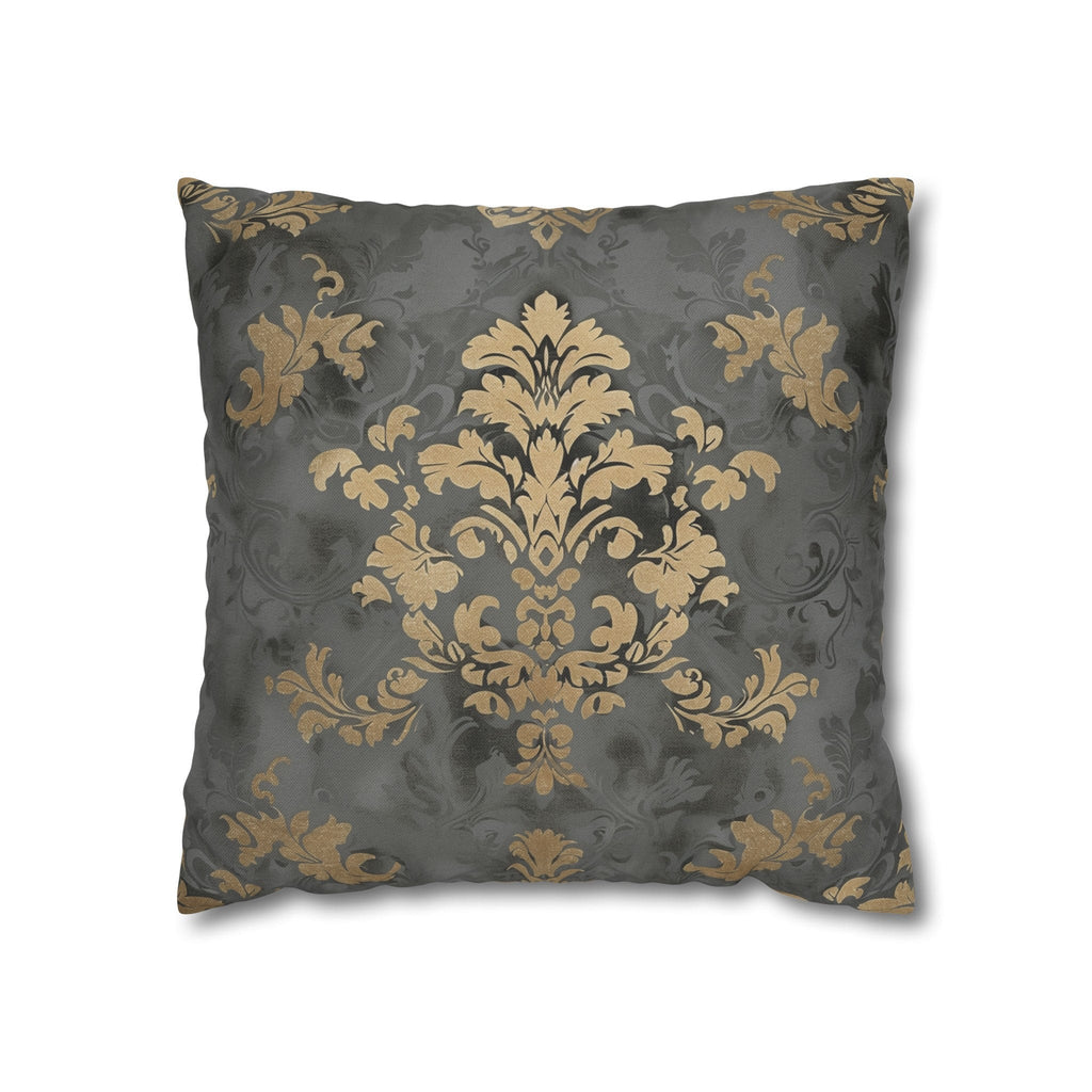 Gold Floral Damask Pillow Cover: Elegant Grey Decor
