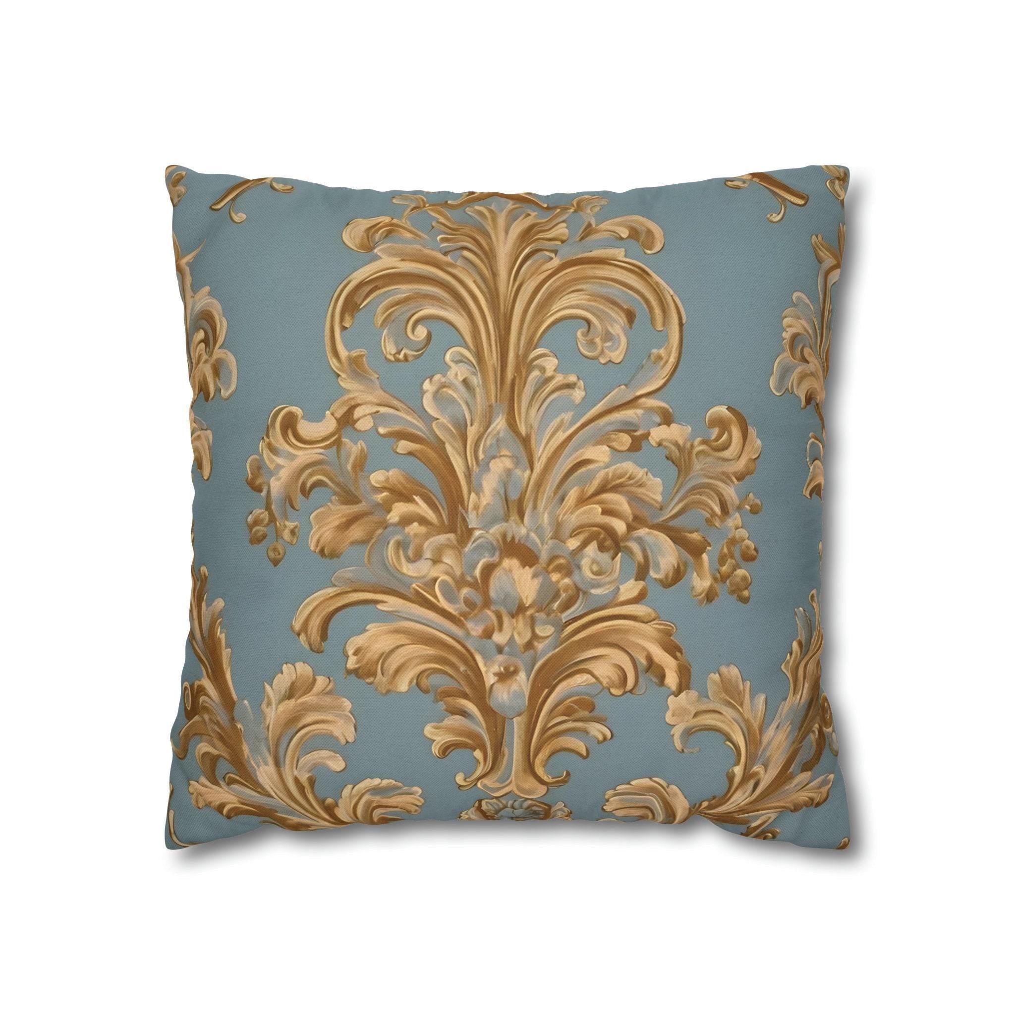 Rococo Accent Pillow Cover: Ornate Gold Leaves (14x14 to 20x20 inches)