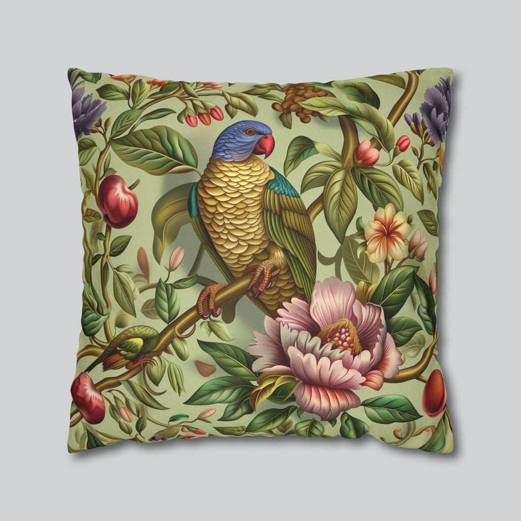 William Morris Inspired Tropical Parrot Pillowcase: Exotic Jungle Floral Cushion Cover for Home Decor