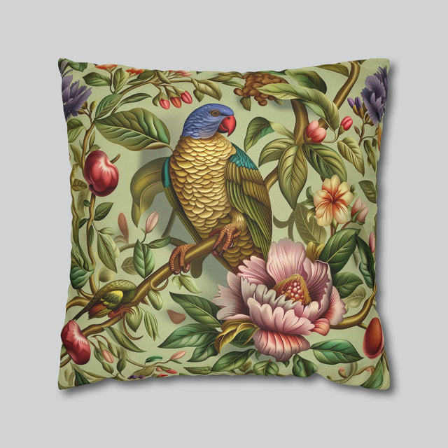 William Morris Inspired Tropical Parrot Pillowcase: Exotic Jungle Floral Cushion Cover for Home Decor