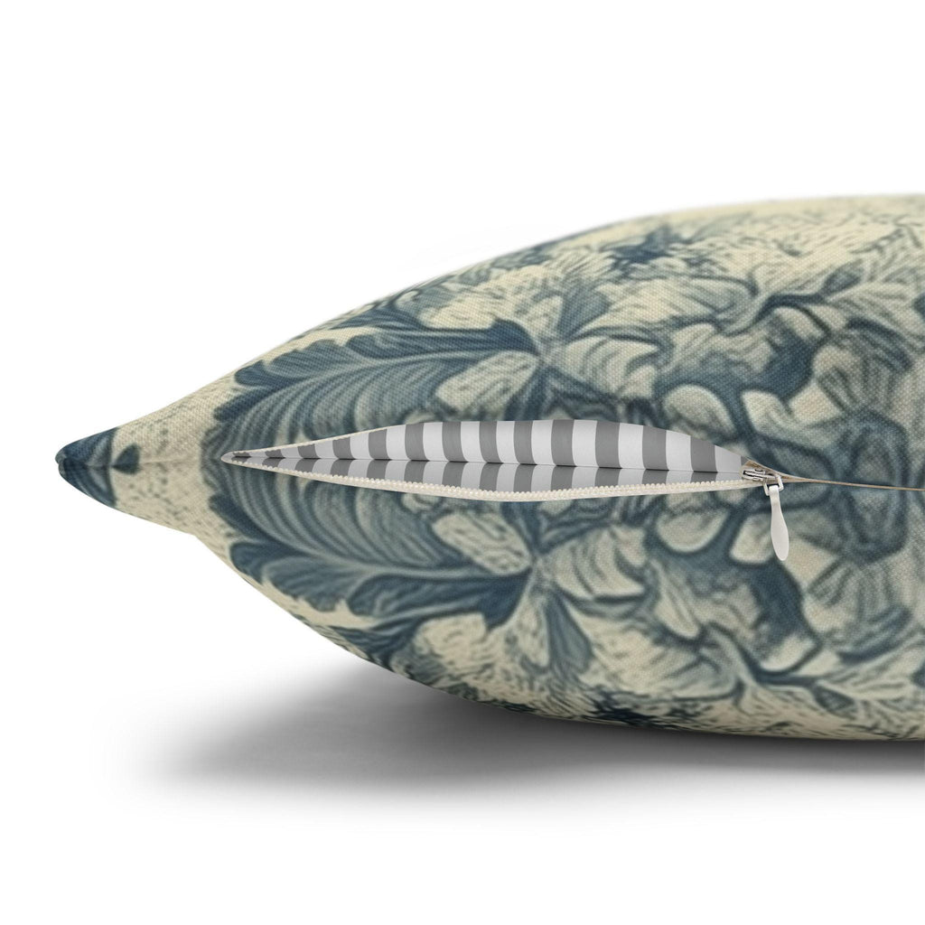 French Country Blue Pheasant Pillow Cover: Vintage Toile Bird and Botanical Design