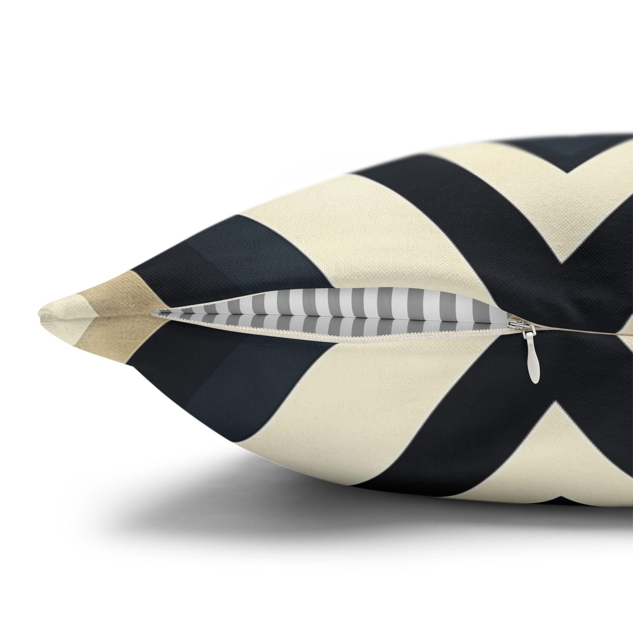 Diamond Geometric Pillow Cover: Navy, Cream & Beige - Modern Decor