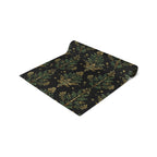 William Morris Christmas Tree Luxury Table Runner, Green & Gold on Black Elegant Christmas Holiday and Winter Decor