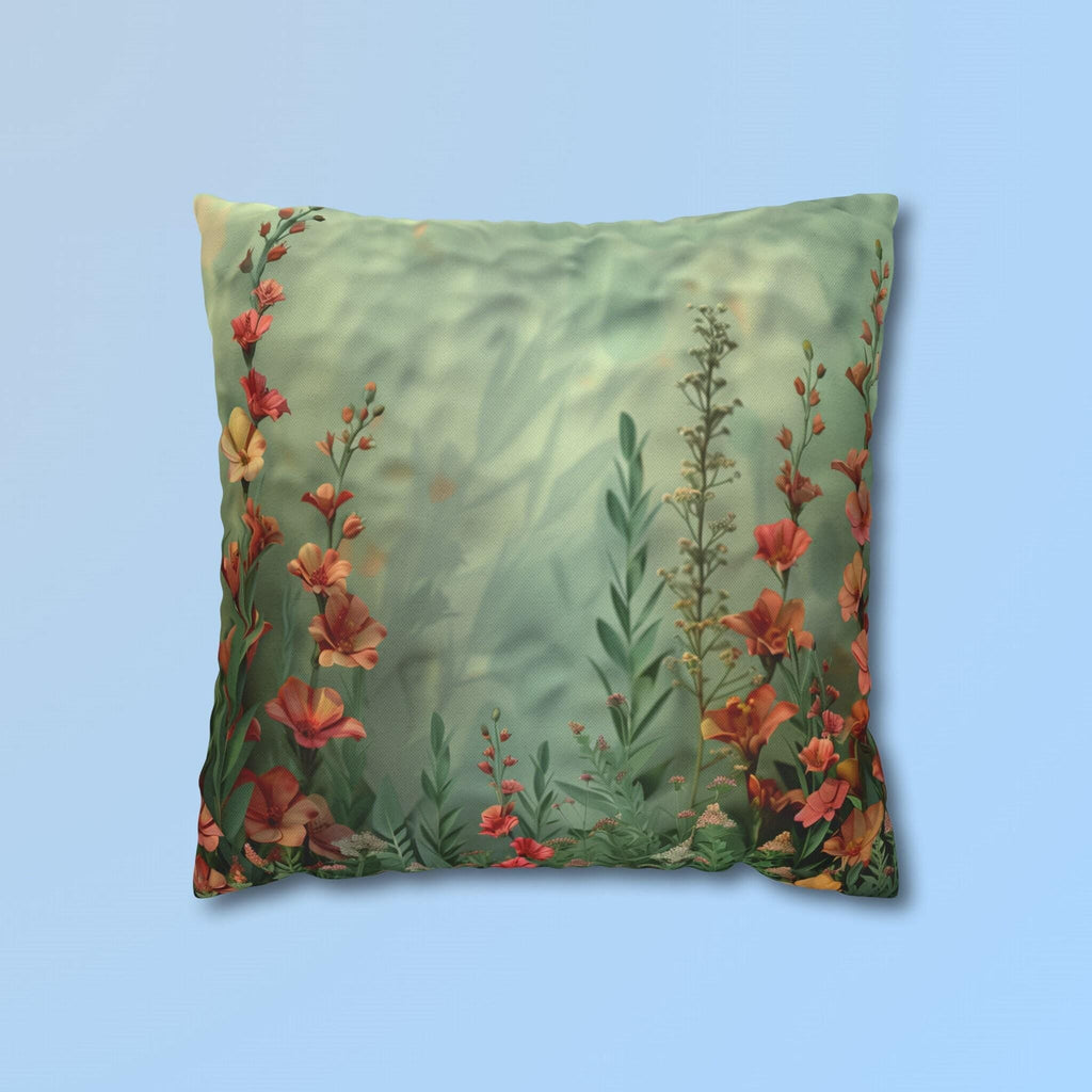 Wildflower Meadow Pillow Cover: Pink Peach Yellow Floral Design