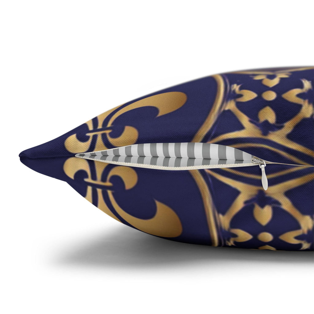 Blue Fleur de Lys Pillow Cover: Royal Gold French Heraldic Pattern