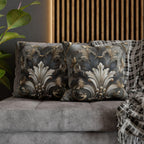 Baroque Pillow Cover: Ornate Gray, Gold, and Black Floral Design