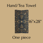 William Morris Inspired Christmas Tree Hand Towel: Gold & Navy Holiday Hand Towel
