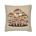 Whimsical Mushrooms Adorned with Colorful Christmas Lights: A Unique Throw Pillow Cover for the Holidays
