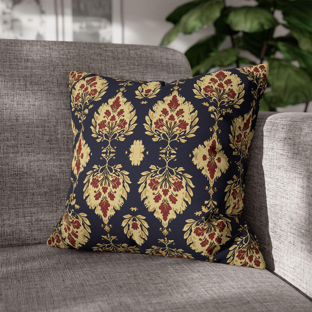 Elegant Ikat Pillow Cover: Navy Gold & Red Holiday and Year Round Decor