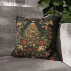 William Morris Christmas Tree Pillow Cover, Deep Green Holiday Decorative Cushion