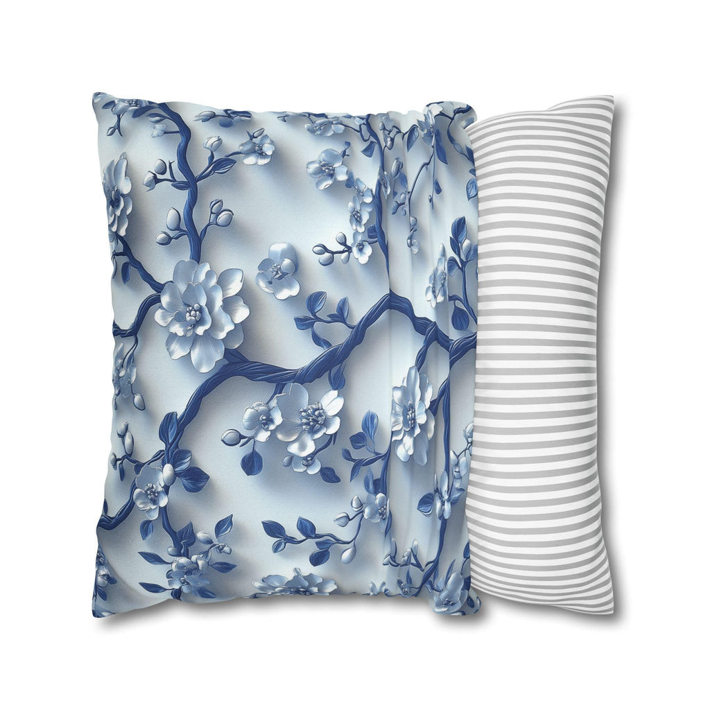 Chinoiserie Pillow Cover | Blue & White Cherry Blossoms | Elegant Home Decor Gift for Home