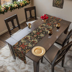 William Morris Nutcracker Christmas Table Runner: Red, Green, Gold Vintage Style Holiday Dining