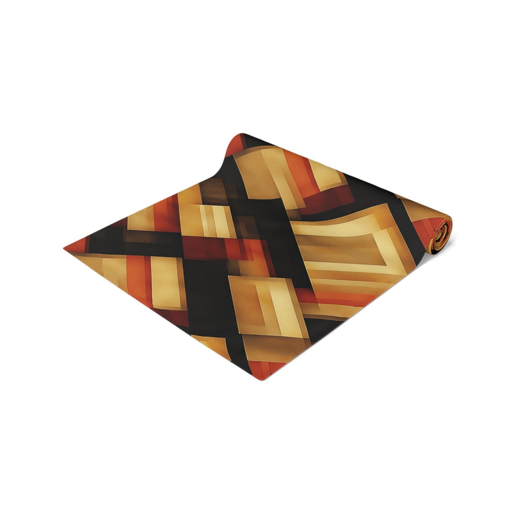 Abstract Geometric Table Runner | Warm Earthy Modern Rectangles