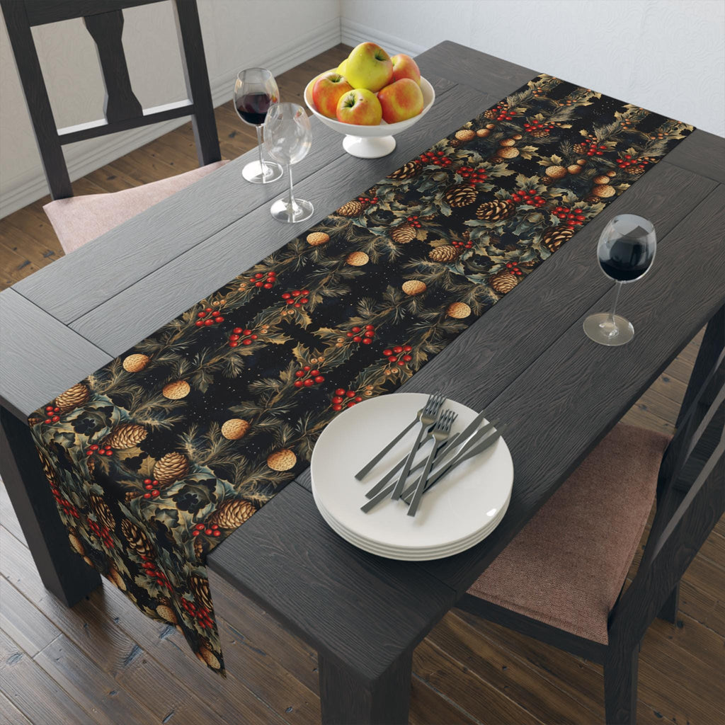 Festive Pinecone Table Runner: Rustic Woodland Christmas Decor for Holiday Dining