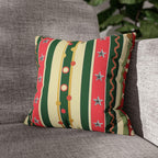 Kitschmas Retro Christmas Pillow Cover: Vintage Style Holiday Stripe & Star Pattern