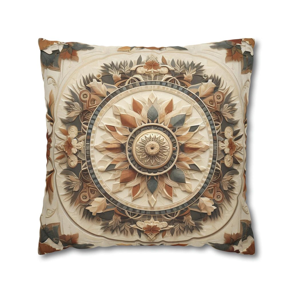 Boho Geometric Floral Pillow Cover: Earth Tone Cushion for Rustic Fall Home Decor