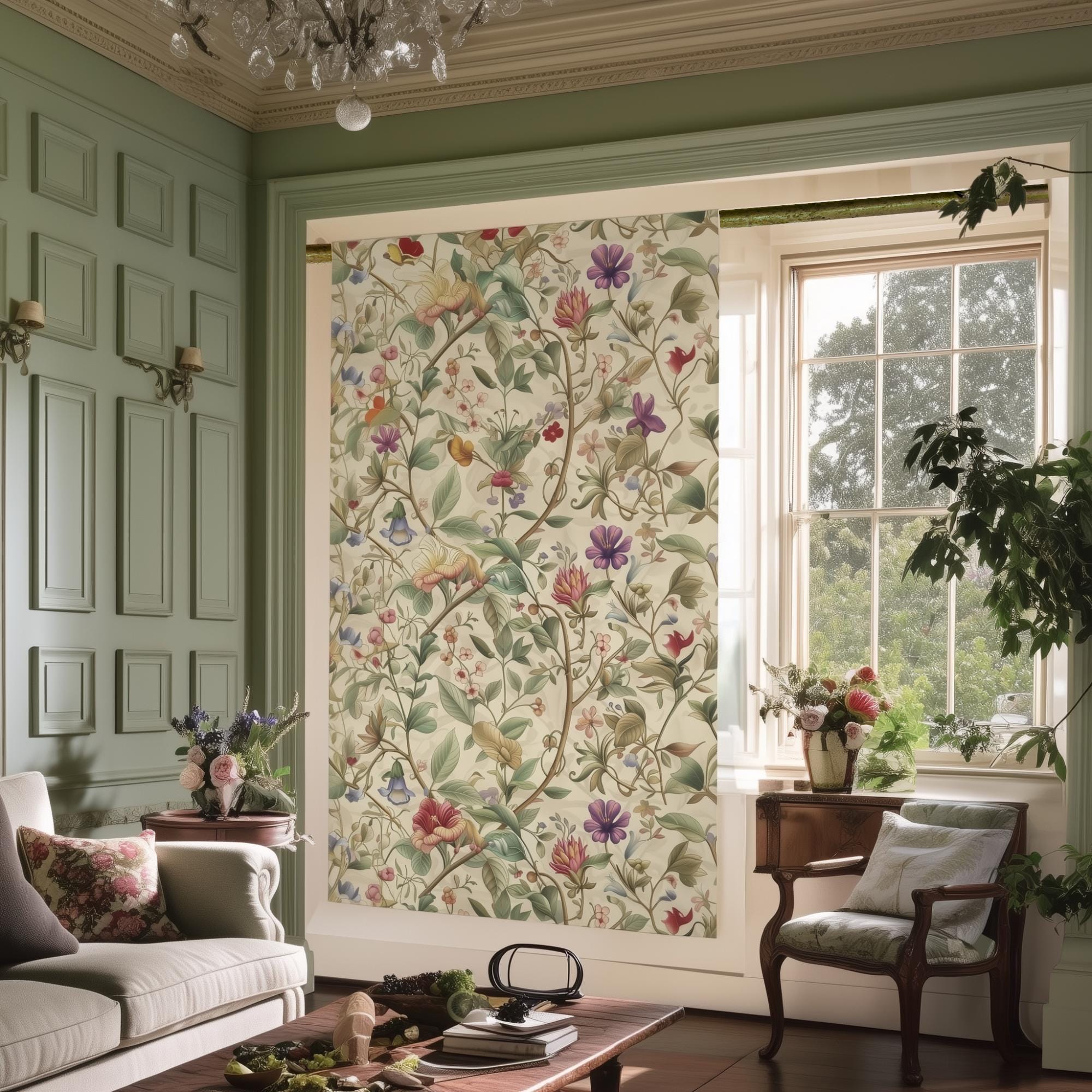 William Morris Botanical Curtain Panel: English Floral Design