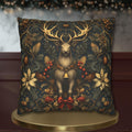 Reindeer Christmas Pillow Cover: William Morris Inspired Botanical Holiday Accent