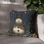 William Morris Inspired Winter Snowman Pillowcase: Festive Christmas Throw Pillow Cover for Holiday Decor