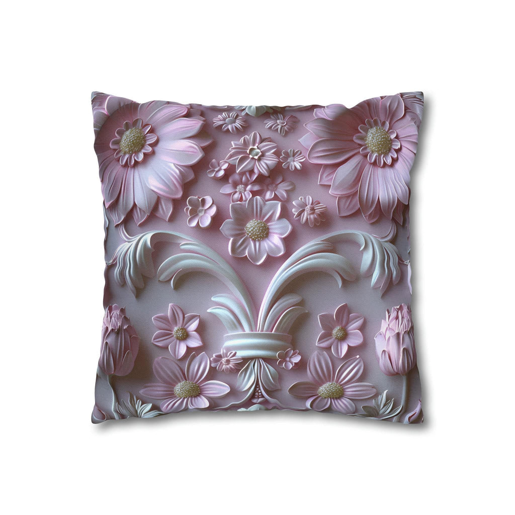 Pink Floral Coquette Pillow Cover: Rococo Style Cushion