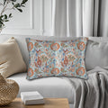 Ottoman Garden Lumbar Pillow: Iznik-Style Tulips, Aqua Ground, Global Sophistication
