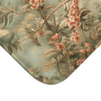 William Morris Botanical Bathmat: Sage Blush Teal Hummingbird Arts & Crafts Design