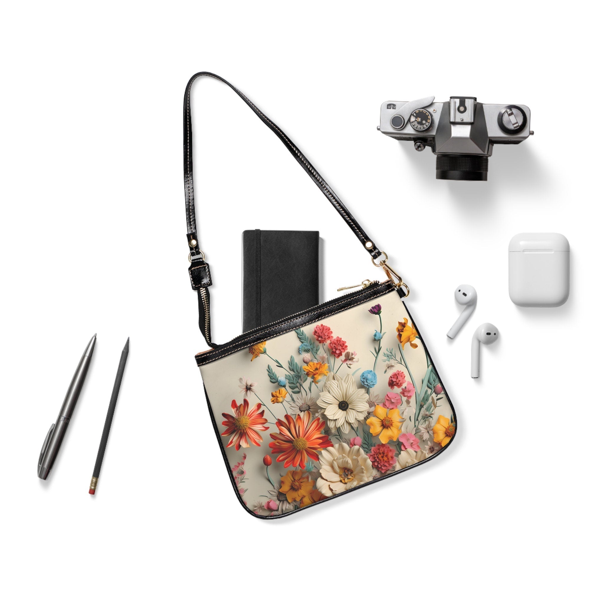 Vintage-Inspired Floral Faux Leather Shoulder Bag: Chic Accessory for Women