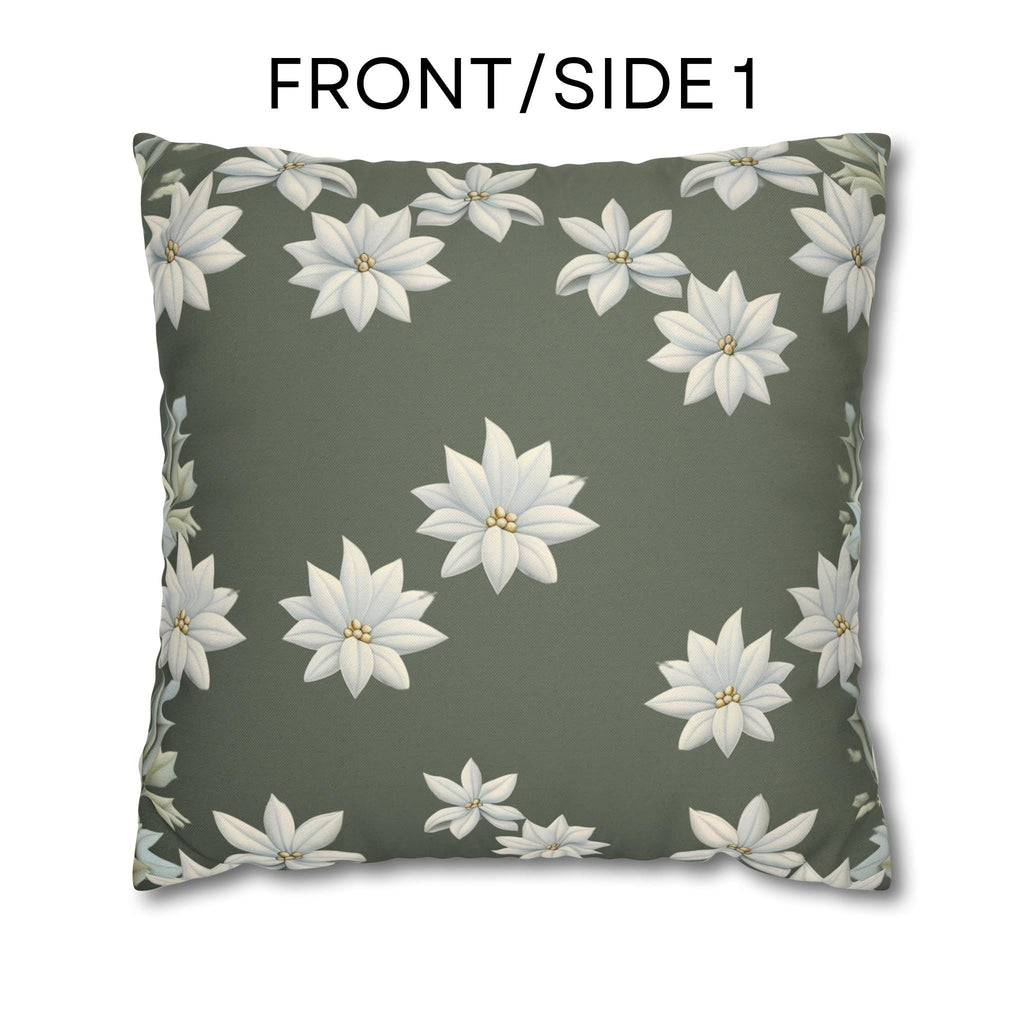 William Morris Inspired Pillow Cover: Botanical White Flowers on Soft Sage