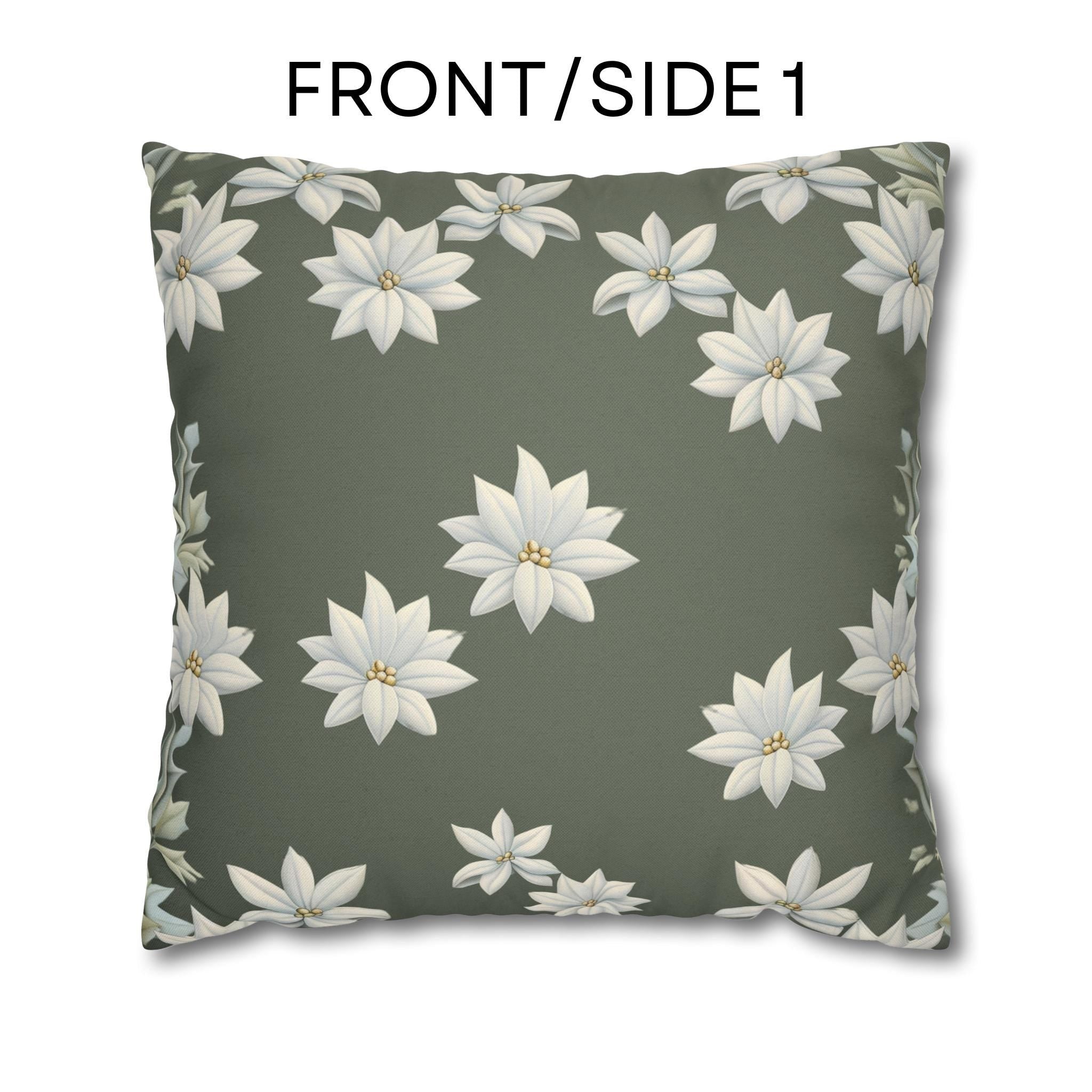 William Morris Inspired Pillow Cover: Botanical White Flowers on Soft Sage