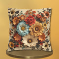 Autumn Floral Pillow Cover, Fall Flowers on Beige (14x14 to 20x20 inches)