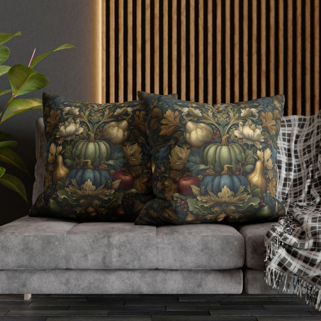 William Morris Pillow Cover Fall Harvest Tapestry Style Pumpkin Botanical Autumn Decor Euro Sizes