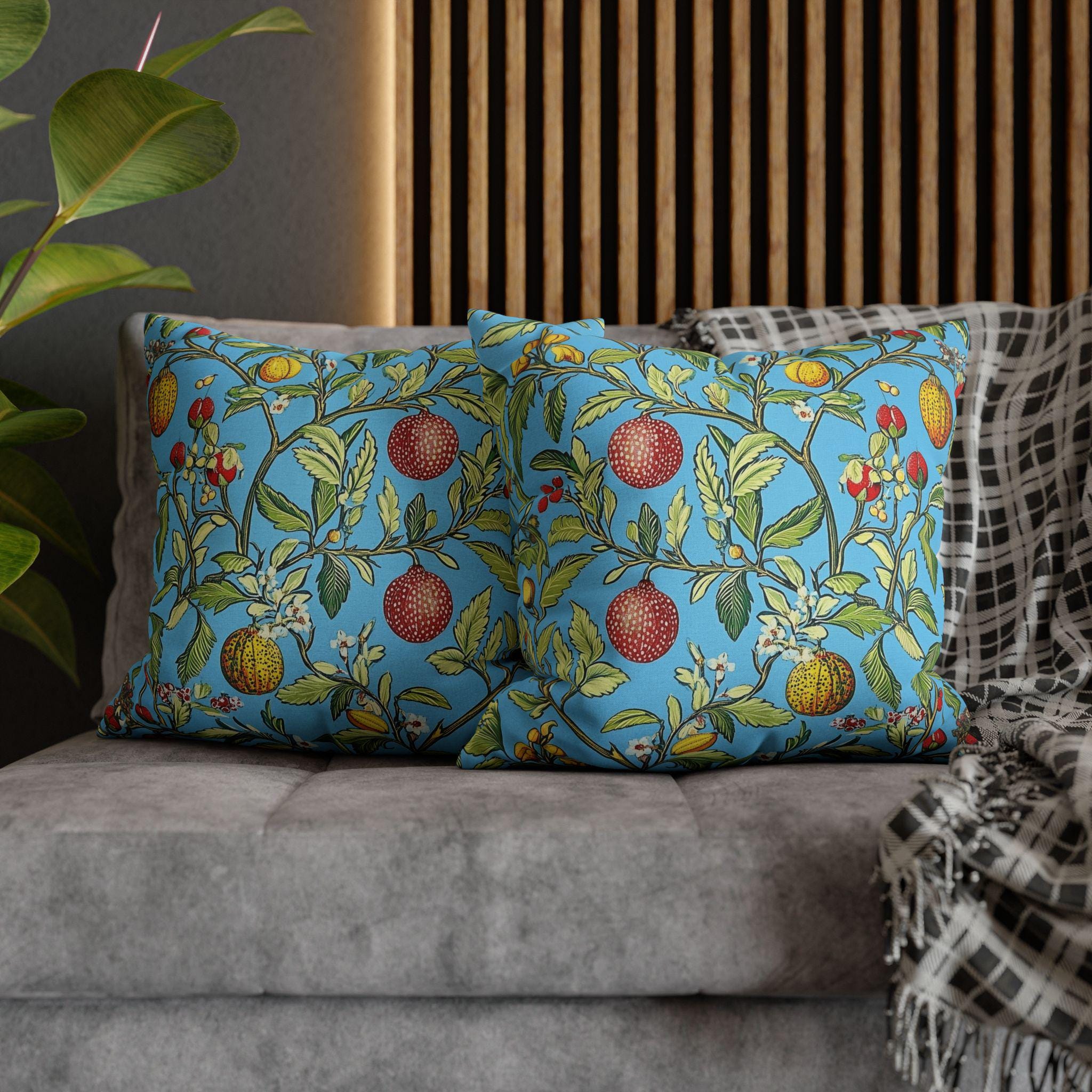 William Morris Botanical Pillow Cover: Four Fruits Vintage Style Cottagecore Decor