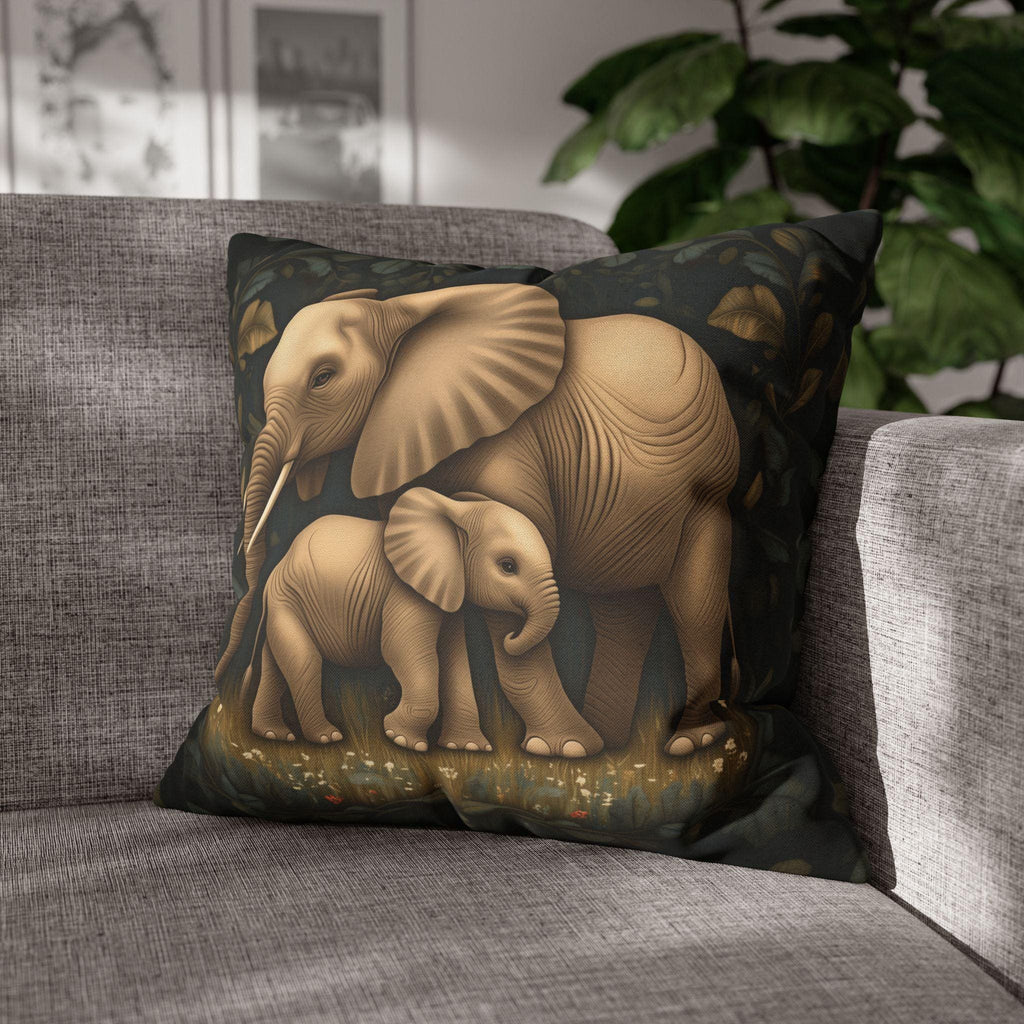 Elephant Pillow Cover: William Morris Botanical Jungle Art