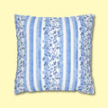 French Country Pillowcase: Blue & White Floral Striped Cushion Cover