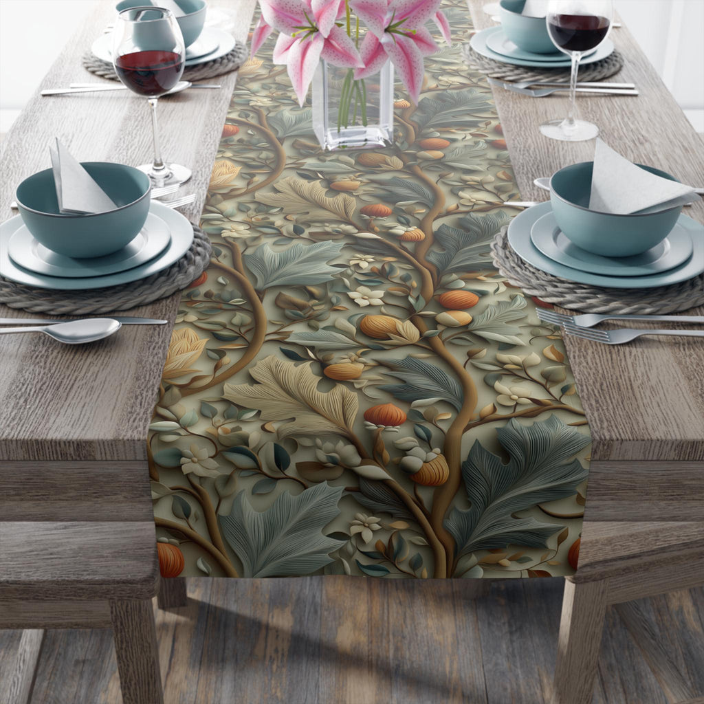 Autumn Table Runner: William Morris Inspired Botanical Vines Tapestry