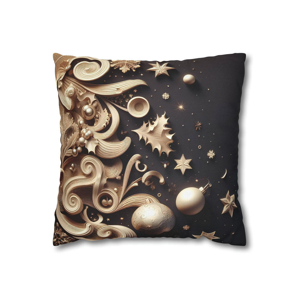 Christmas Pillow Cover: Beige Holiday Motifs, Starry Sky