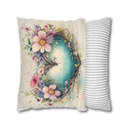 Romantic Floral Heart Wreath Pillowcase: Whimsical Square Cushion Cover for Home Decor & Gifts