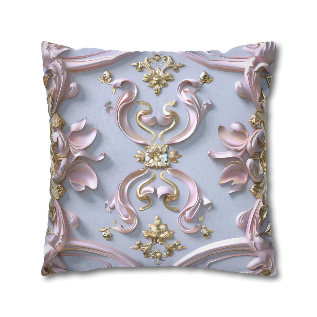 Pastel Pink Rococo Pillow Cover: Gold Accent Coquette Decor