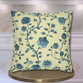 Elegant Chinoiserie Floral Pillow: Teal & Buttery Yellow Botanical Cushion for Classic or Modern Decor