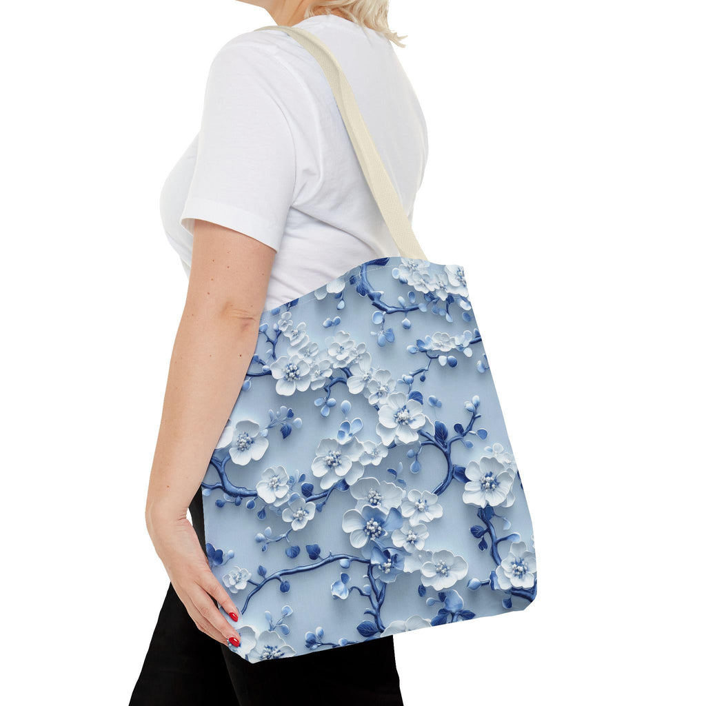 Chinoiserie Tote Bag | Blue & White Cherry Blossoms | Elegant Floral Design | Every Day Accessory