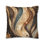Abstract Wave Design Pillowcase, Brown Beige Cream Caramel Teal,  Home Decor Accent, Sofa Pillow