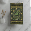 Celtic Clover Botanical Hand Towel: William Morris Inspired Green Tapestry for Bath or Kitchen