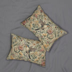 William Morris Inspired Hummingbird Tapestry Lumbar Pillow - Botanical Arts & Crafts Floral Cushion