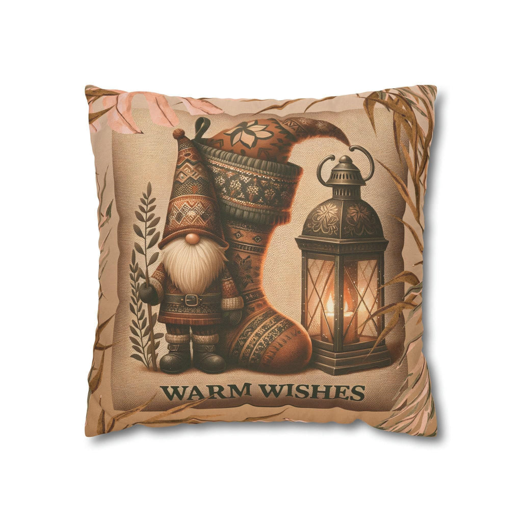 Rustic Christmas Pillow Cover: Cozy Gnome & Stocking Design for Holiday Home Decor