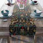 Art Nouveau Christmas Table Runner: Ornate Gold Botanical Holiday Dining Decor