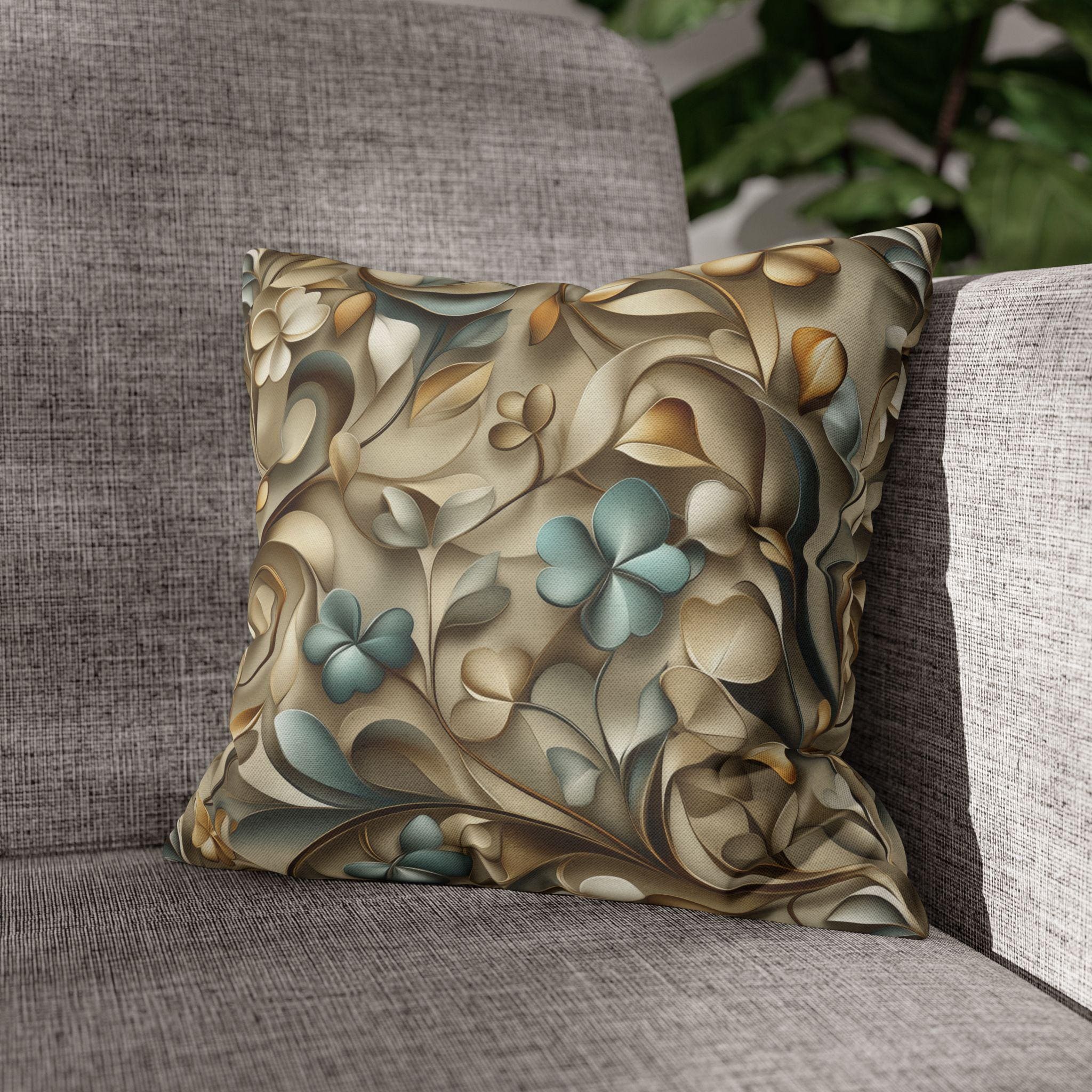Elegant St. Patrick's Day Shamrock Pillow Cover: William Morris Inspired Botanical Square Cushion Cover