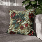 Elegant Christmas Poinsettia Pillowcase: Luxurious Floral Holiday Decor with Beige Background