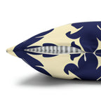 Art Nouveau Floral Pillow Cover, Deep Blue on Off-White