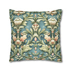 William Morris Inspired Pillow Cover: Teal Floral Botanical Cushion