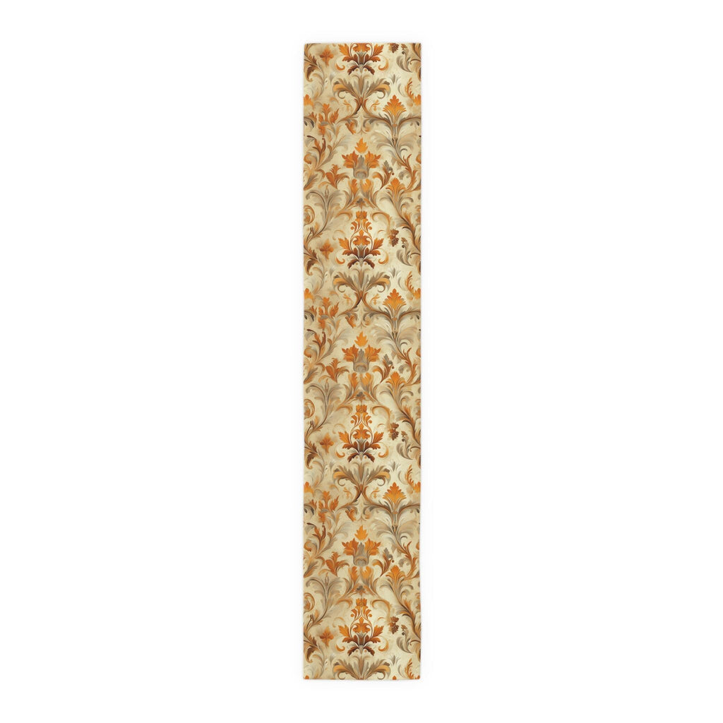 Autumn Damask Table Runner: Earthy Floral Fall Decor